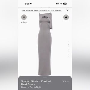 KHY by Kylie Jenner Sueded Stretch Knotted Maxi Dress- Grey